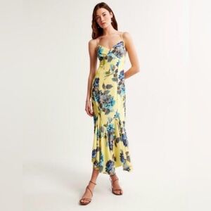 Abercrombie & Fitch Yellow and Blue Floral Midi Dress